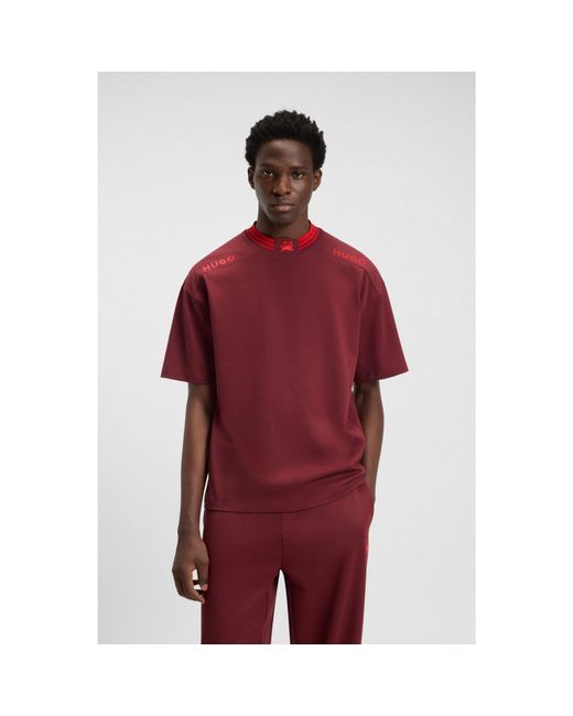 HUGO Red X Rb Cotton T-Shirt With Tipping And Logos for men