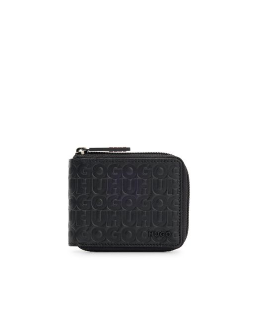 HUGO Black Ziparound Wallet for men