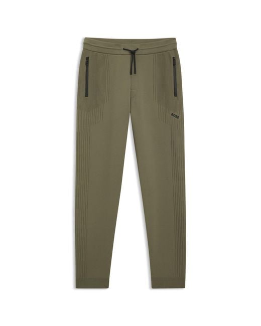Boss Green Regular-Fit Tracksuit Bottoms With Jacquard Stripes for men