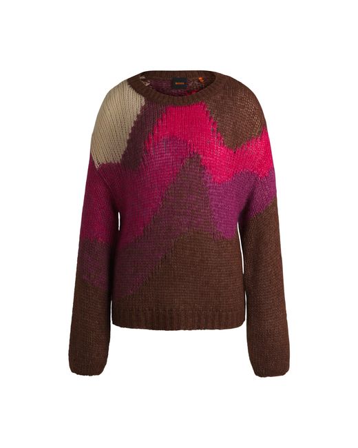 Boss Knitted Sweater With Landscape-Inspired Pattern