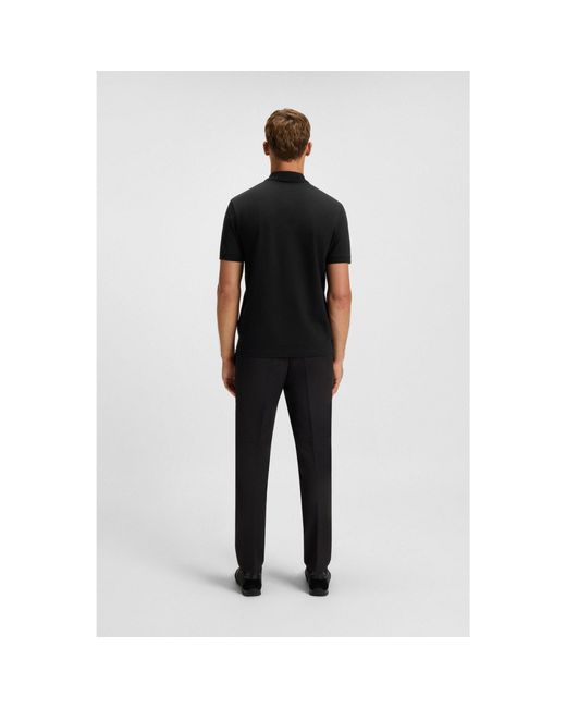 Boss Black Paddy Polo Shirt With Striped Placket And Logo for men