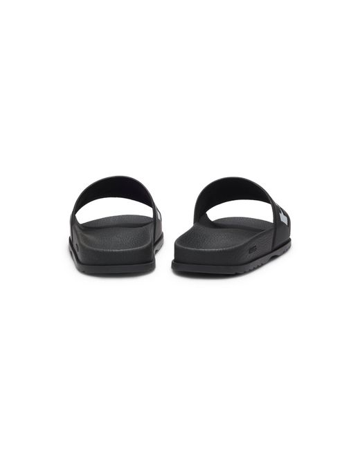 HUGO Black Slides With Logo Strap for men