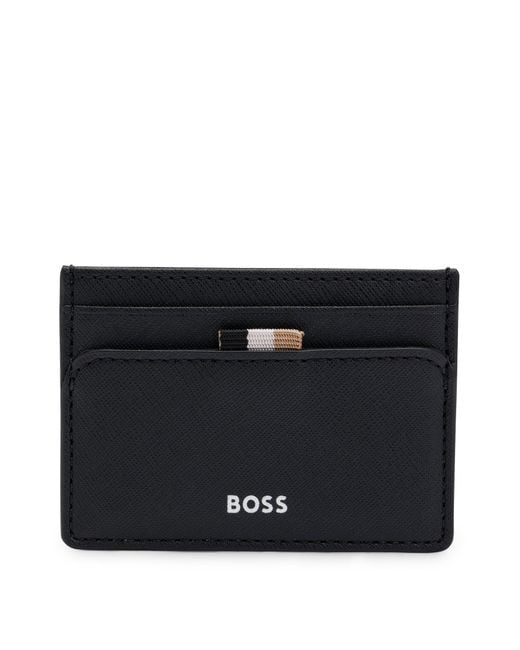 Boss Black Card Holder With Signature Stripe And Logo Detail for men