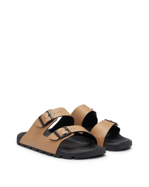 Sandales unisexes à double bride avec tige structurée Boss pour homme en coloris Black