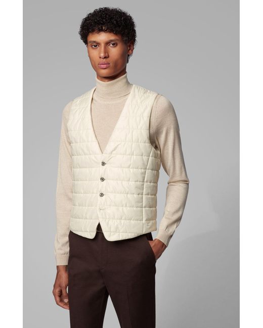 BOSS by Hugo Boss Slim Fit Bodywarmer In Quilted Fabric With Buttoned ...