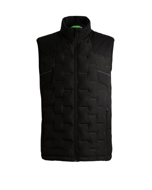 Boss Black Water-repellent Gilet With Quilting for men