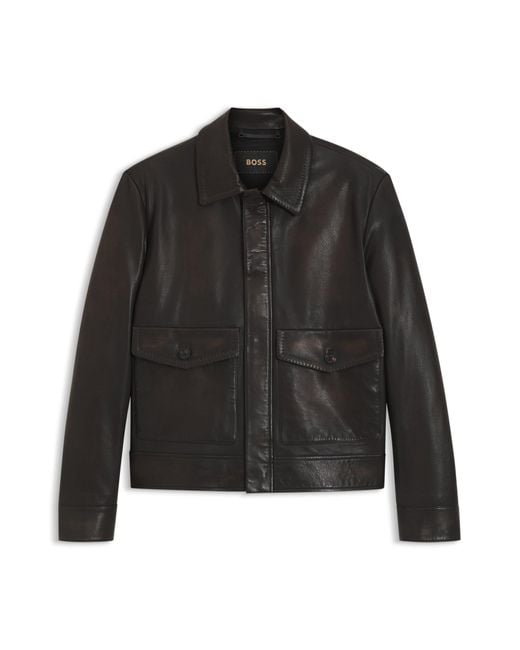 Boss Jacke Im Piloten-Stil Aus Nappaleder in Black für Herren