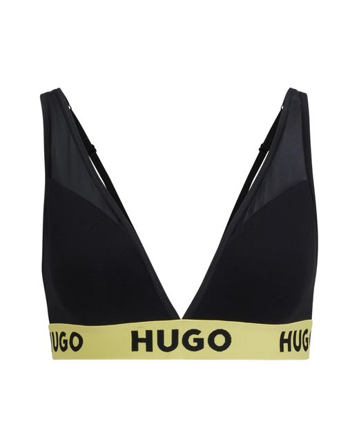 HUGO Black Stretch-modal Triangle Bra With Logo Waistband