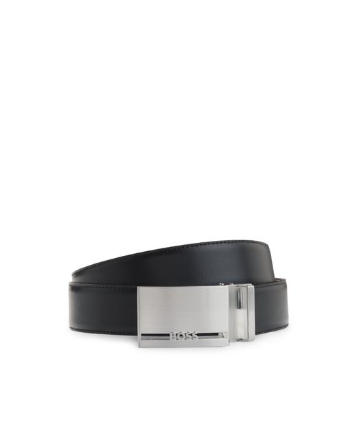Boss Black Reversible Italian-Leather Belt With Two Buckles for men
