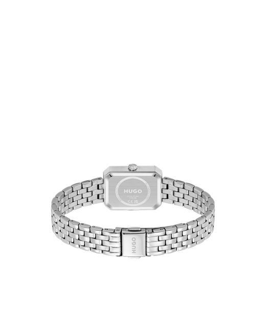 HUGO Metallic Rectangular Stainless-Steel Watch With- Dial