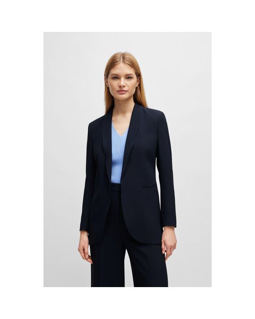 Boss Blue Regular-Fit Jacket With Edge-To-Edge Front