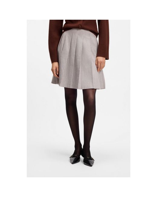 HUGO Multicolor Pleated Mini Skirt With Micro Check