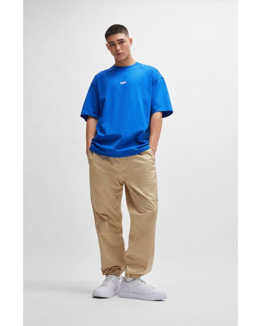 Pantalon fuselé en coton structuré HUGO pour homme en coloris Blue