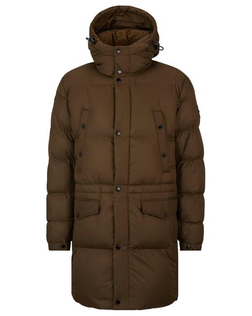 Boss Brown Water-repellent Padded Jacket With Hood for men