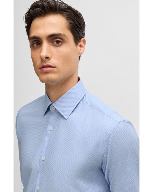 Boss Regular-fit Overhemd Van Gemakkelijk Te Strijken Stretchkatoen Met Pepitadessin in het Blue voor heren