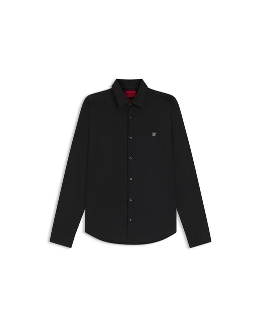 HUGO Black Slim-Fit Logo Shirt for men