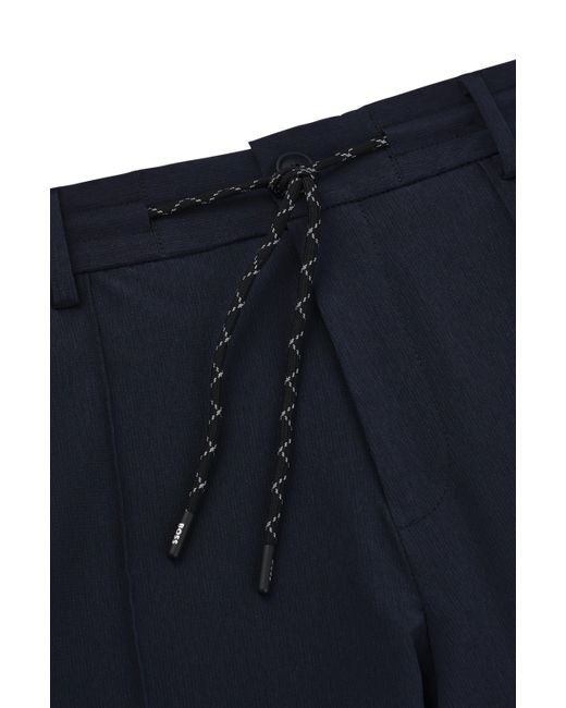 Boss Blue Slim-fit Trousers In Bi-stretch Fabric for men