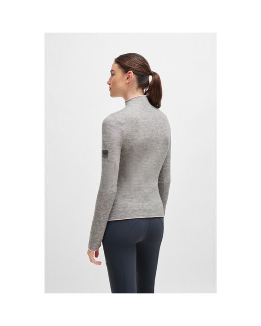 Boss Gray Equestrian Soft-Knit Sweater With Two-Tone Effect