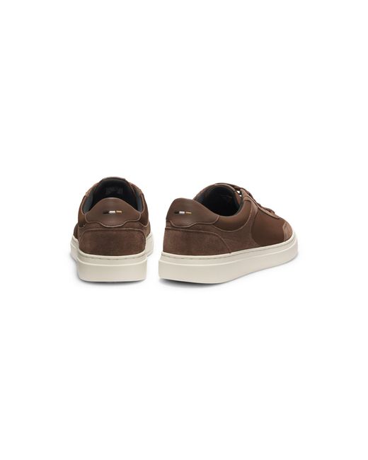 Boss Brown Lace-Up Trainers With Suede Trims for men