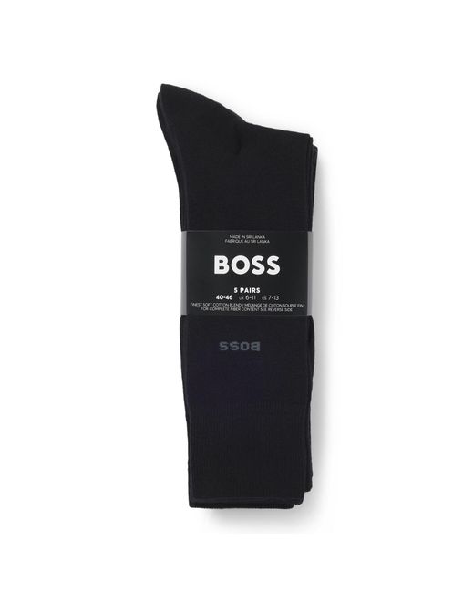 Boss Black Five-Pack Of Regular-Length Socks for men