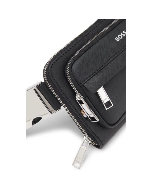 Boss Black Crossbody Bag With Foil-Print Logo for men