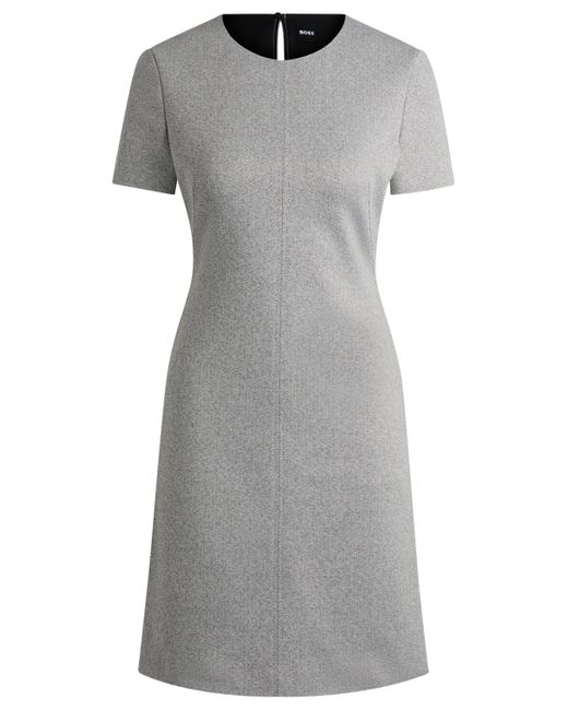 Boss Jersey-jurk Met Korte Mouwen En Visgraatdessin in het Gray