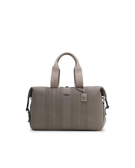 Boss Gray X Aston Martin Knitted Holdall With Suede Trims for men