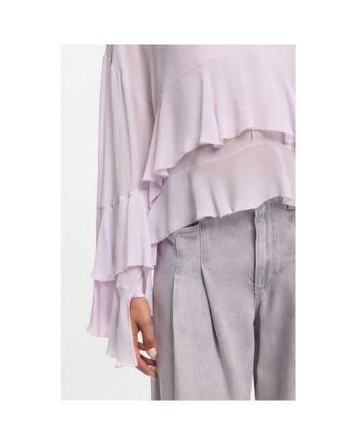 Boss Purple Relaxed-Fit Ruffled Blouse
