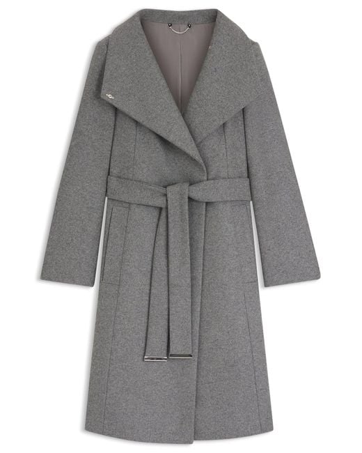 Boss Mantel Met Riem Van Scheerwol En Kasjmier in het Gray
