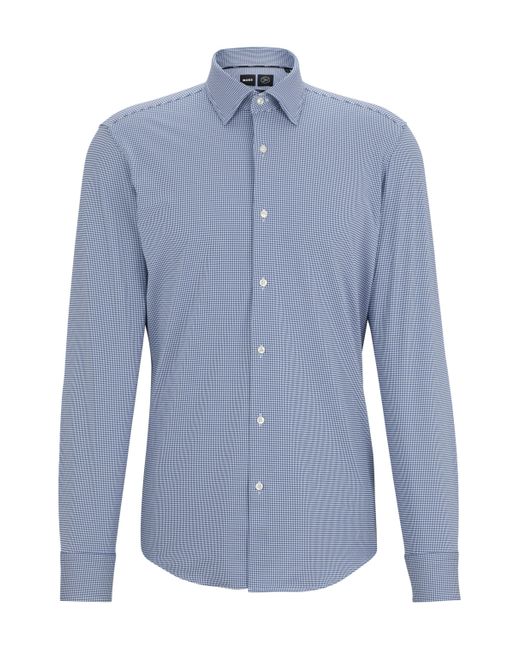 Boss Blue Regular-fit Shirt In Structured Performance-stretch Fabric for men