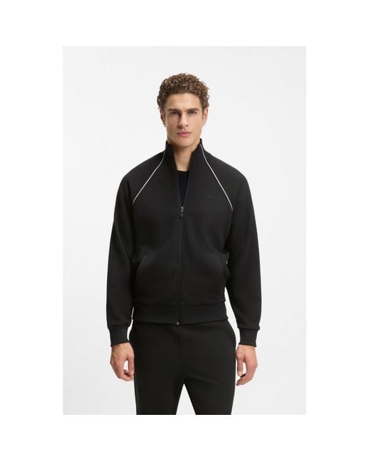 Boss Black Cotton-Blend Tracksuit Set With Contrast Piping for men