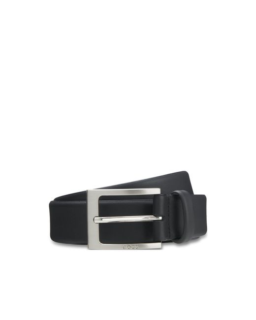 Boss White Nappa-Leather Belt With Pin Buckle for men