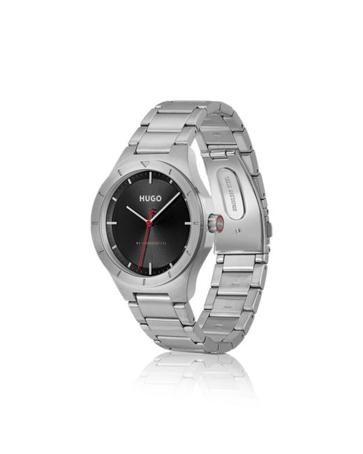 HUGO Metallic Lit-Dial Watch With Link Bracelet for men