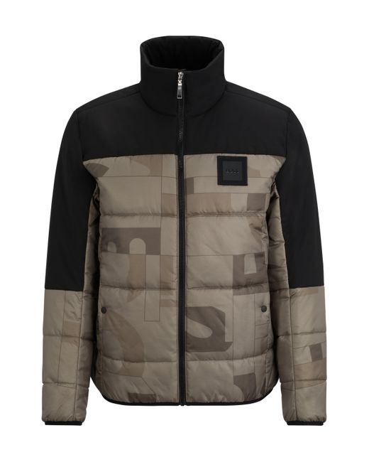Boss Brown Regular-fit Water-repellent Padded Jacket In Mixed Materials for men