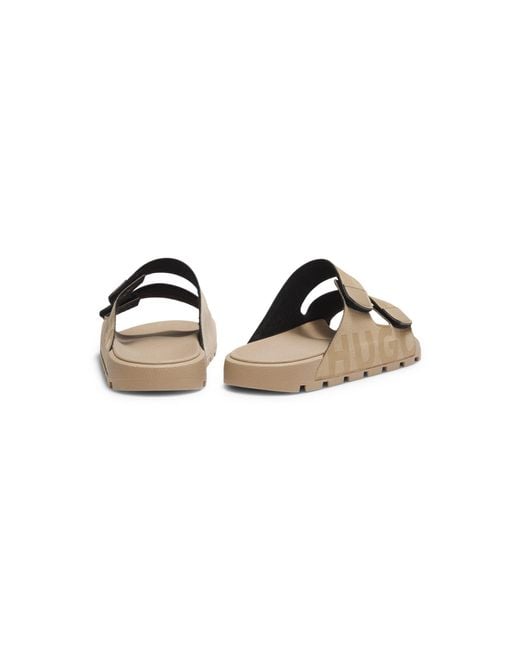 HUGO Brown Faux-Suede Slides With Logo Detailing for men