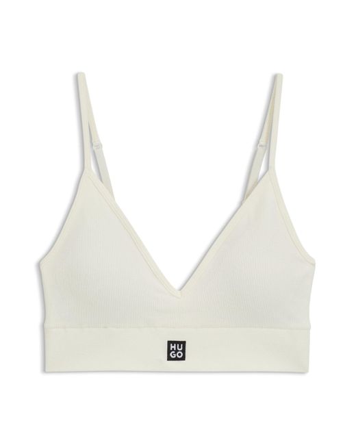 HUGO Naadloze Bralette Met Ribstructuren En Uitneembare Vulling in het Natural