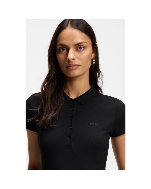 Boss Black Cotton-Piqué Polo Shirt With Logo Detail
