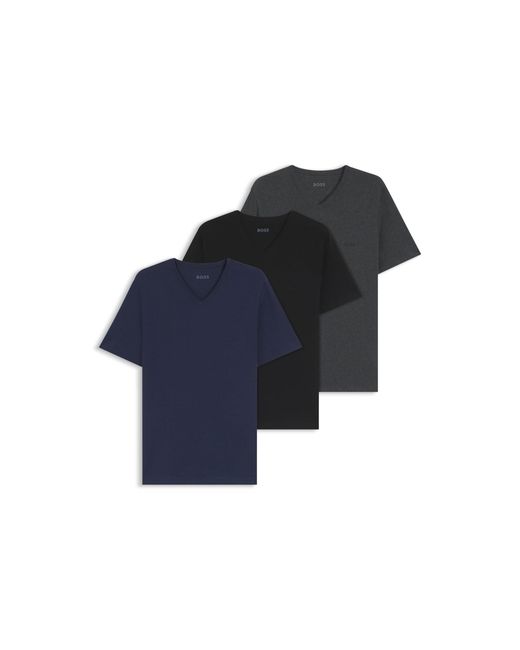 Boss Blue Three-Pack Of V-Neck Underwear T-Shirts for men