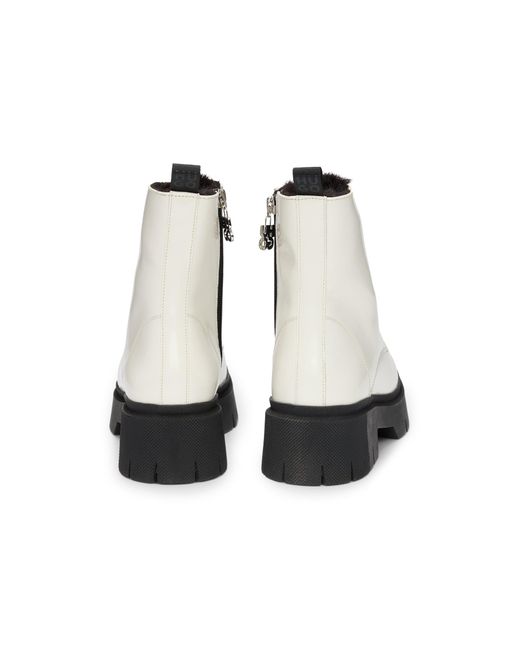 HUGO White Boots Aus Kunstleder Mit Logo-Zipper