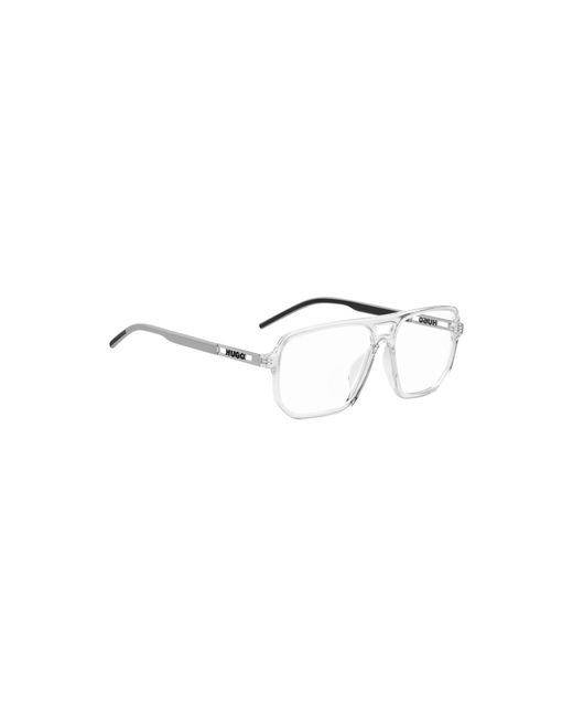 HUGO Metallic Clear-Acetate Optical Frames With Cut-Out Logo for men