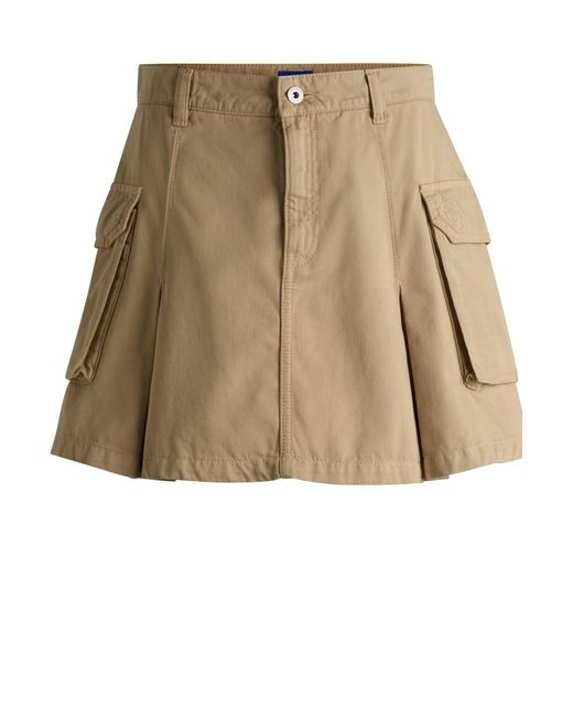 HUGO Cargorok Van Katoenen Twill Met Geplooide Voorkant in het Natural