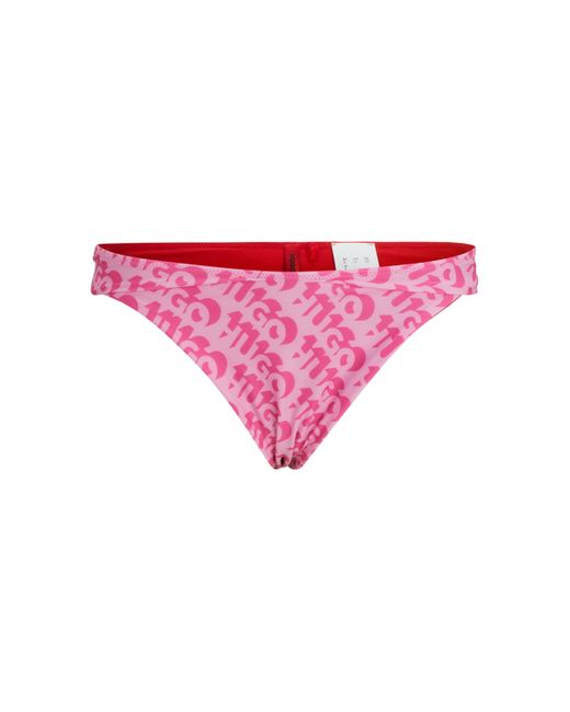HUGO Pink Bikinihose im brasilianischen Stil mit Logo-Print