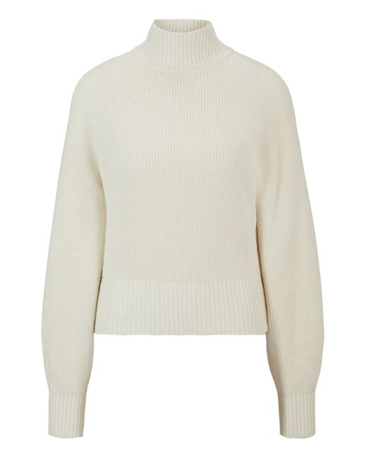 HUGO Rollneck Sweater With Logo Flag in White