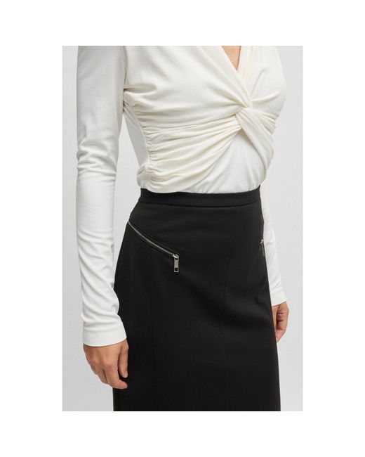 Boss Black Pencil Skirt With Zipped Pockets
