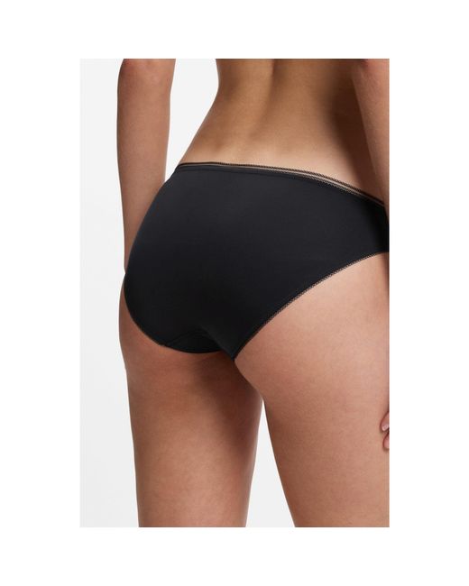 Boss Black Microfibre Briefs With Lace Inserts