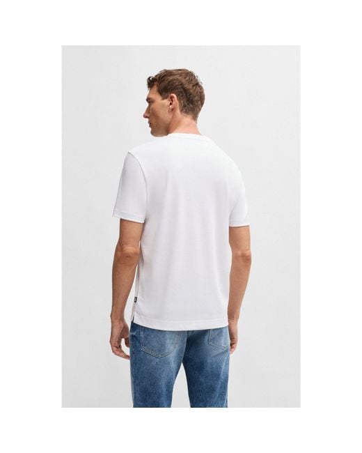 Boss White Selected By Beckham Luxury-Cotton T-Shirt for men