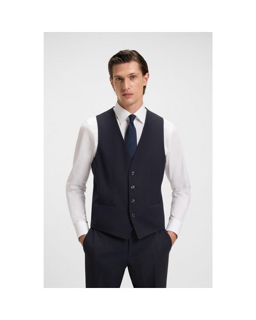 Boss Blue Slim-Fit Waistcoat for men