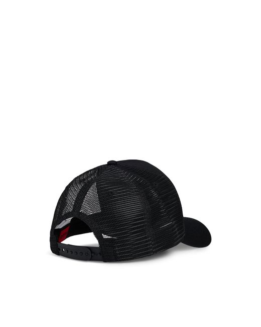 HUGO Black Cotton-Twill Cap With Mesh Panels for men