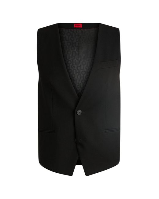 HUGO Black Oversized-fit All-gender Waistcoat In Stretch Fabric