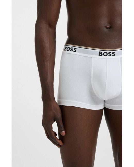 Boss Dreier-Pack Eng Anliegende Boxershorts Aus Stretch-Baumwolle Mit Logo Am Bund in White für Herren